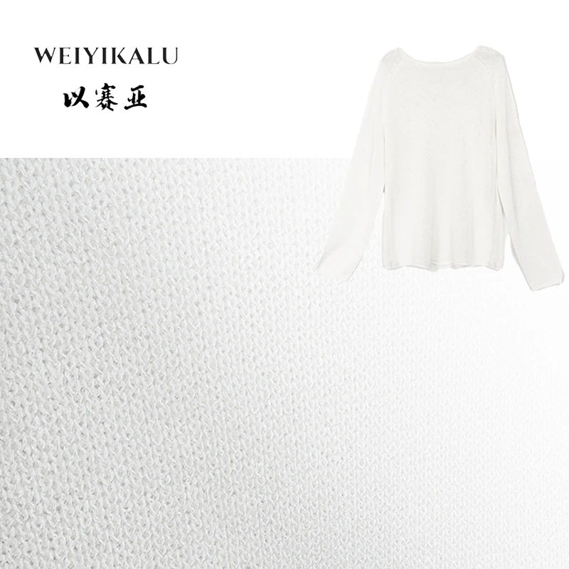 以赛亚 夏风 25年SS夏日轻薄透气无缝亚麻和纸一字领针织T恤37025