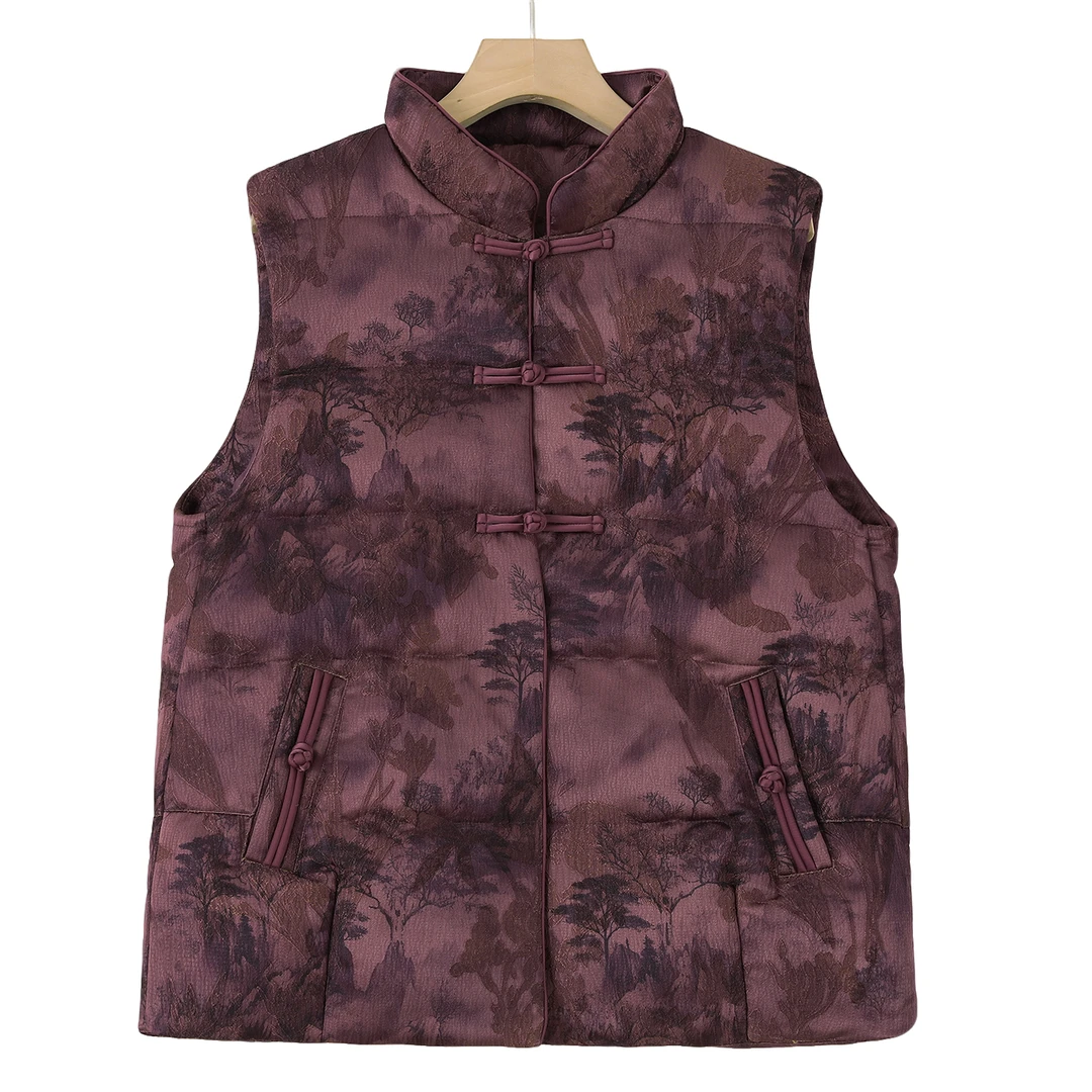 LANZIBES/蓝之蓓新中式立领盘扣马甲女冬季保暖背心外套B10921