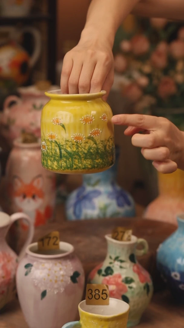 陶瓷268景德镇设计师手作花器摆件侘寂风