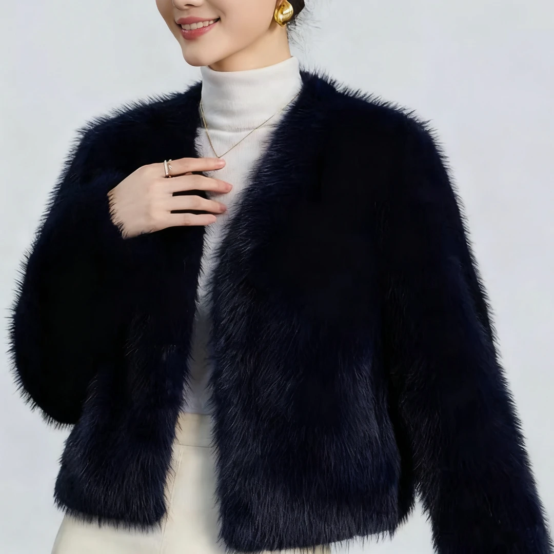 【小狐貂】2025新款轻奢老钱风显瘦皮毛一体时尚短款设计师27903