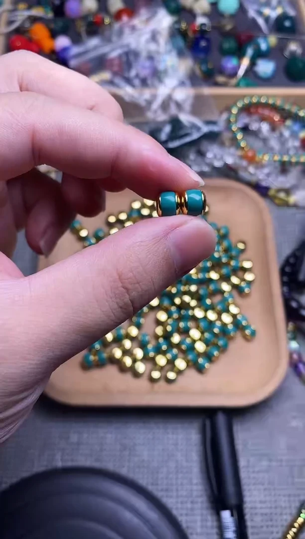 琉璃手工艺品精工镶嵌老油绿汉堡卡6+mm 一对发