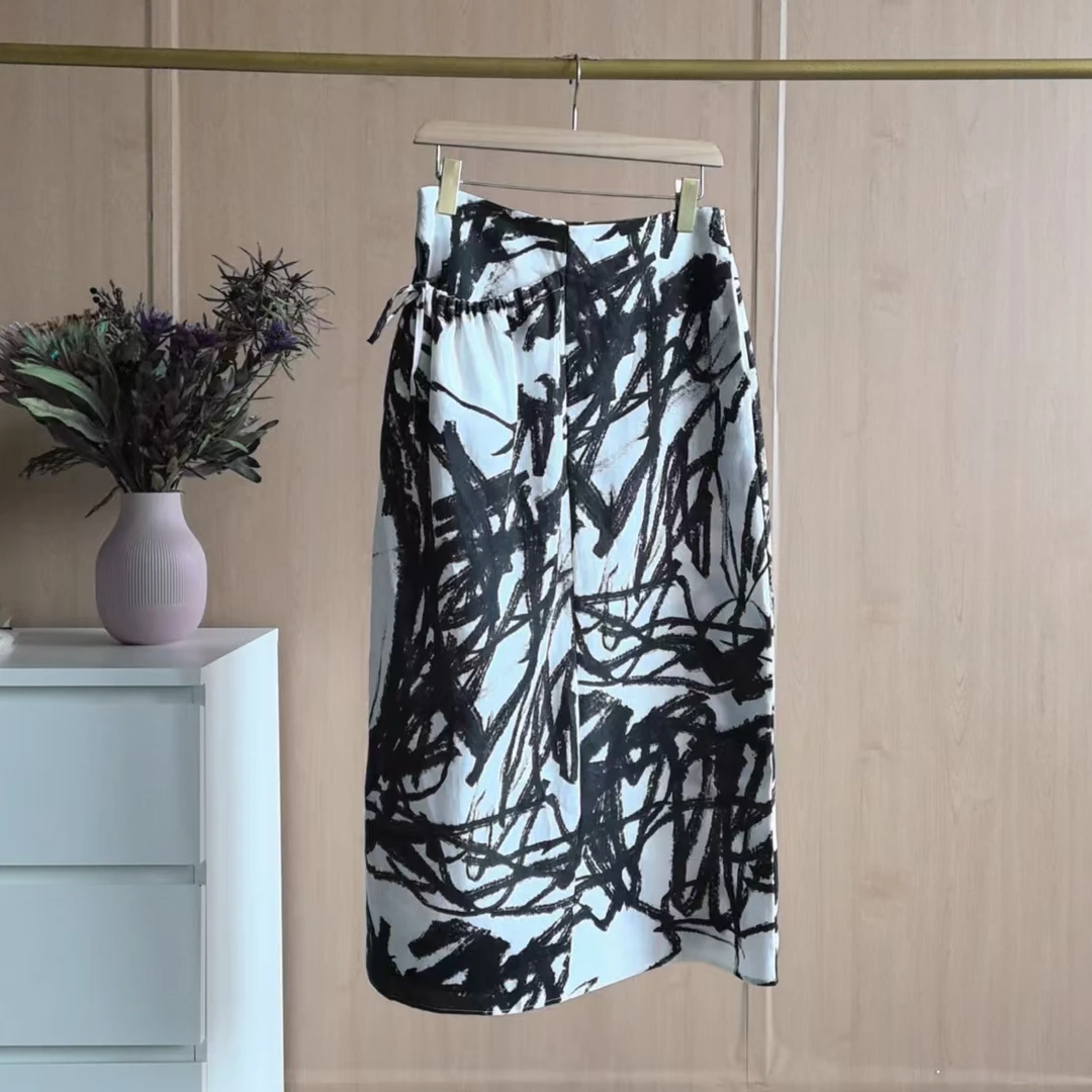 【Minority Focus】高定的设计款款亚麻水墨画半身裙2877