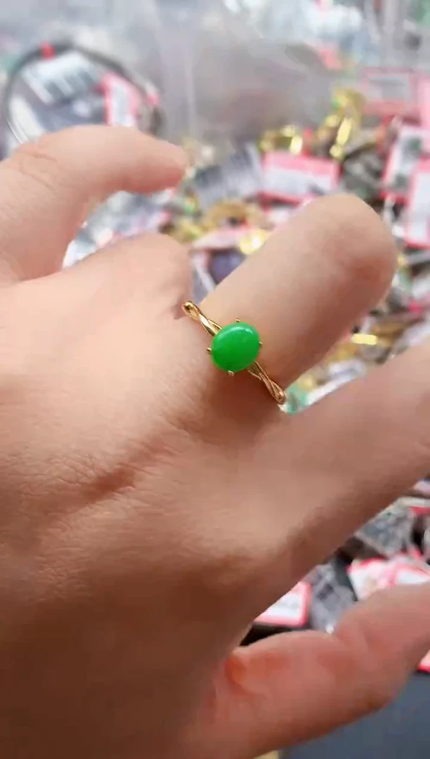 银S925镶嵌戒指翡翠天然A货缅甸翡翠