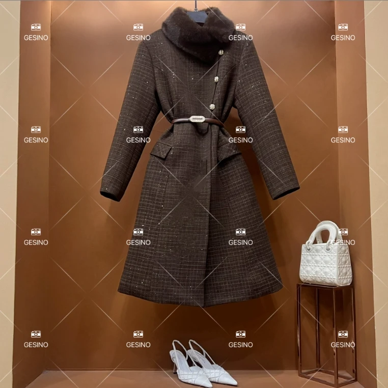 【L姐】秋冬气质小香风时尚设计师中长款羽绒服 QD-2025557