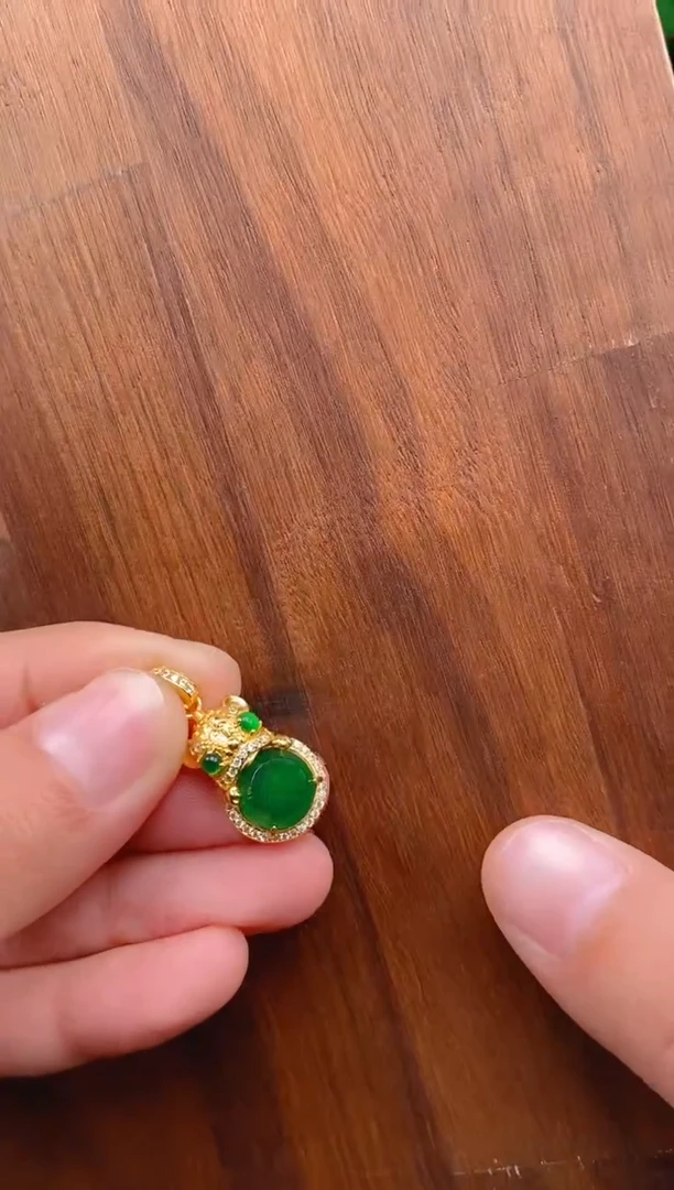 【闪购商品】翡翠吊坠(不含链)银S925镶嵌貔貅无事牌