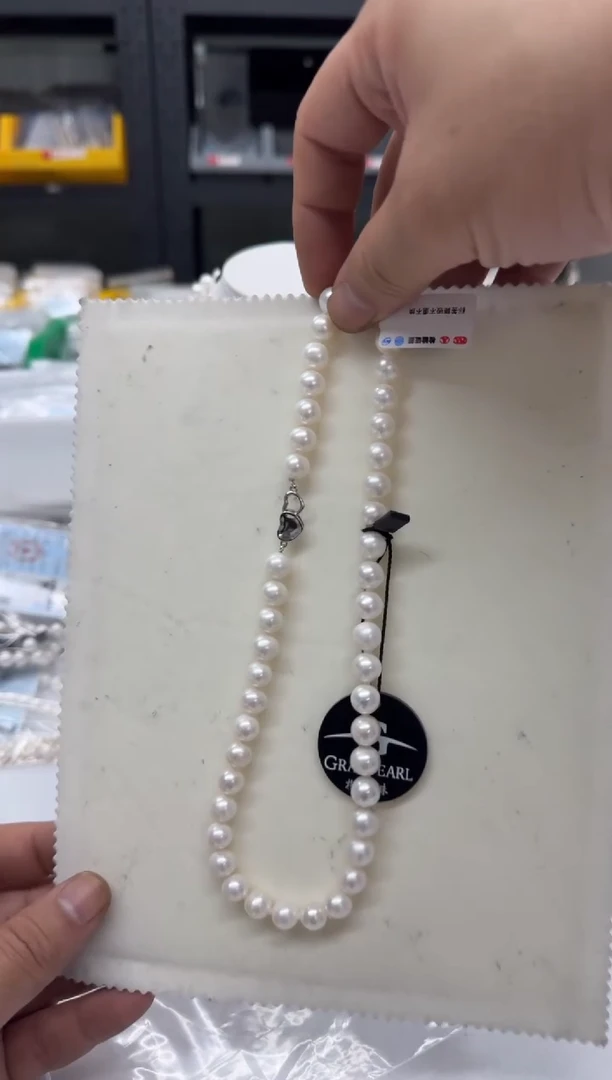 【闪购商品】淡水珍珠项链银S925镶嵌9-10mm(无核-黑标-爱心扣)