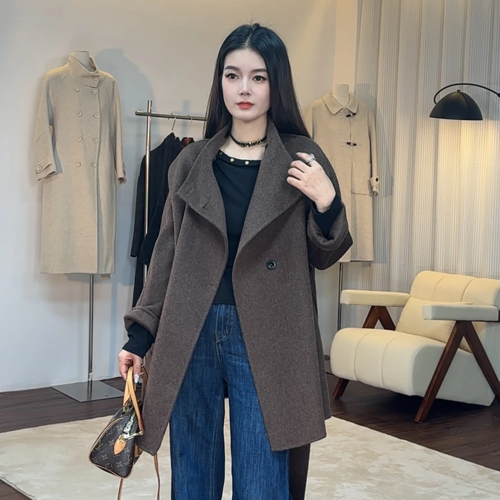 羊毛大衣设计感秋冬保暖羊绒大衣女小众毛呢大衣