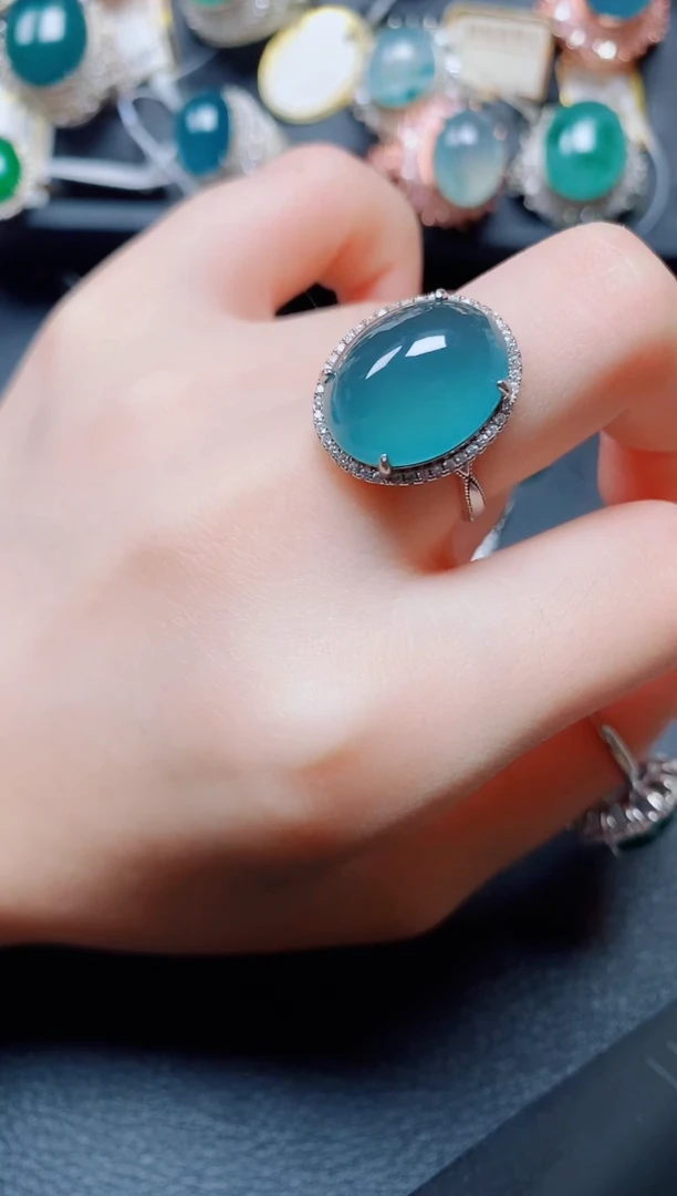 翡翠戒指银S925镶嵌翡翠