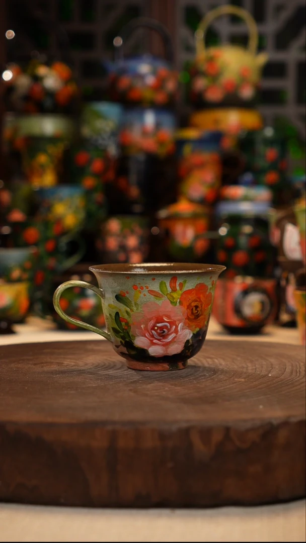 紫砂油画手绘釉下彩