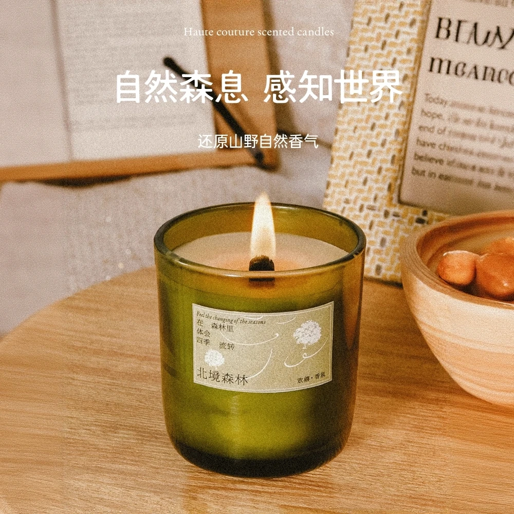 木质助眠香薰蜡烛室内家用持久高级小众生日礼物安神睡眠卧室香氛