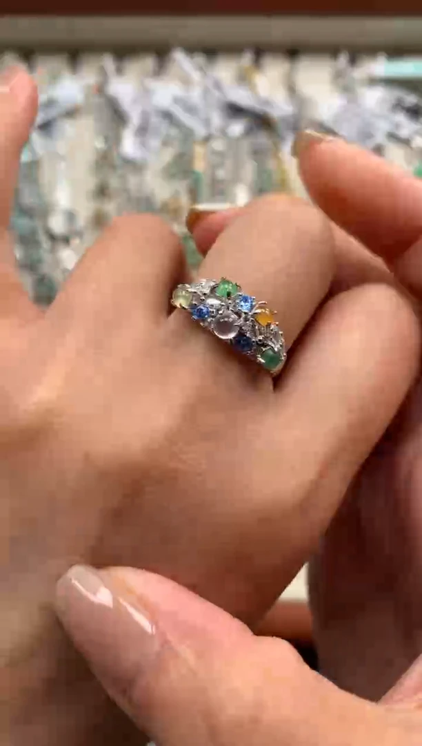 银S925镶嵌戒指翡翠1