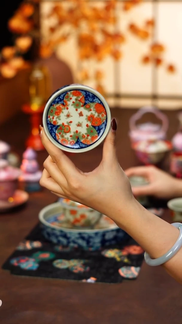 陶栖堂红绿彩盖置