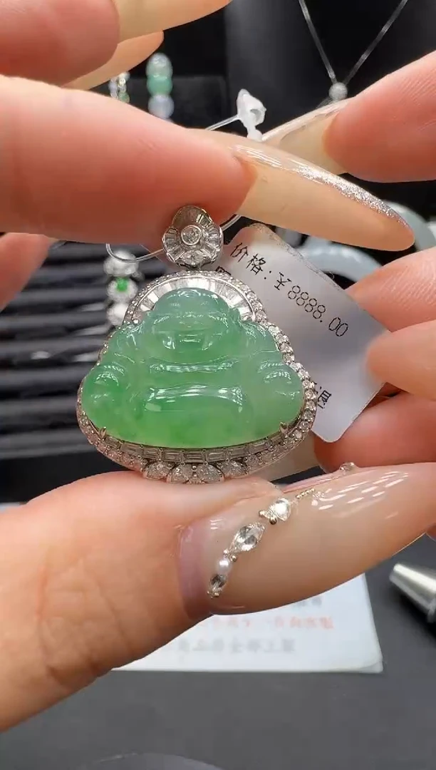 吊坠(不含链)18K金镶嵌翡翠翡翠吊坠