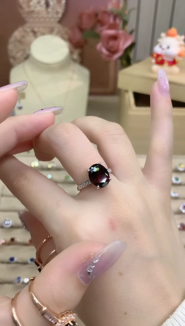 银S925镶嵌戒指石榴石石榴石