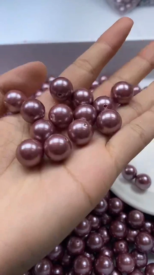 未镶嵌颈饰拼合珍珠（马贝珠）W250-紫贝珠12mm*5颗