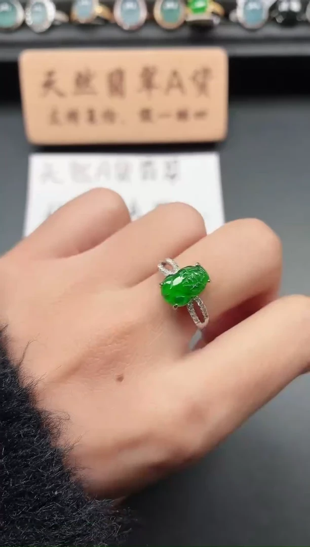 银S925镶嵌戒指翡翠11
