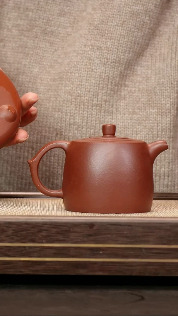 茶壶紫砂羊角山紫泥 井栏壶