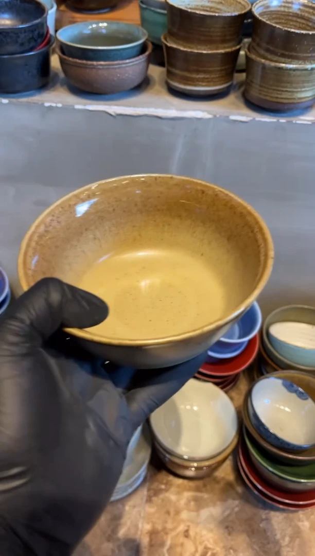 【闪购商品】瓷片581，窑变黄马蹄碗米饭碗