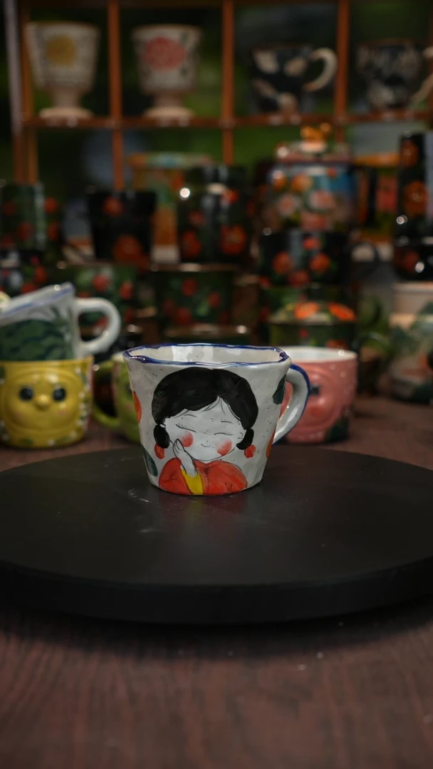 油画手绘 釉下彩 微瑕