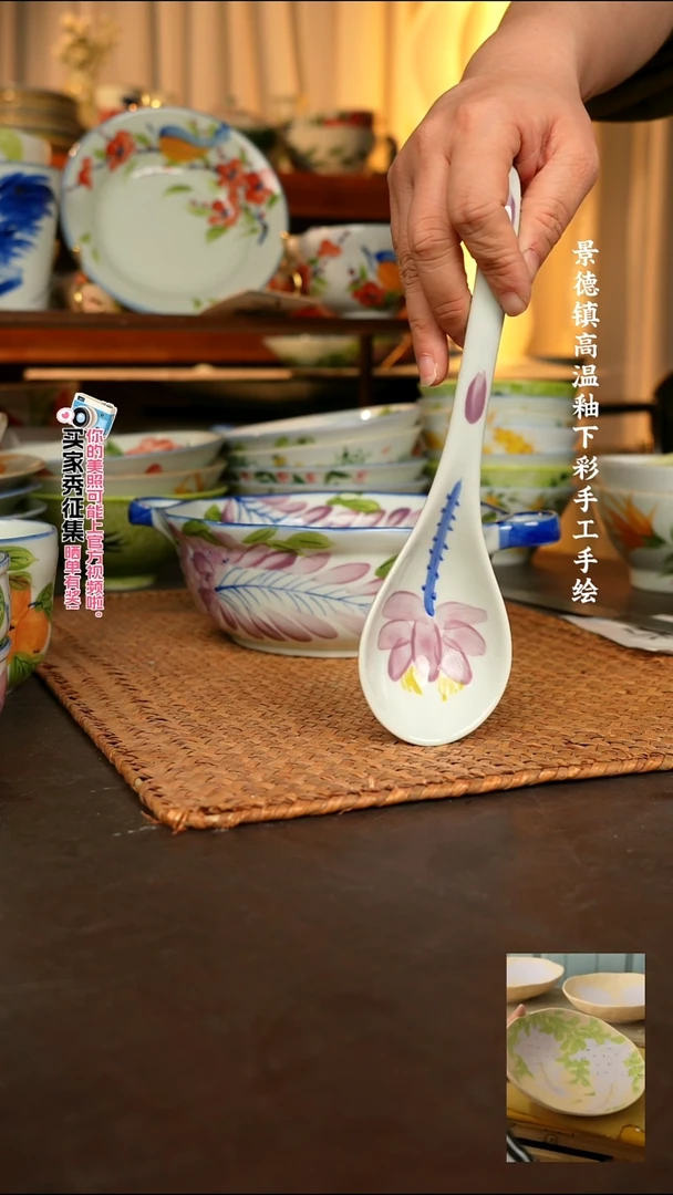 碗景德镇高温釉下彩手绘陶瓷