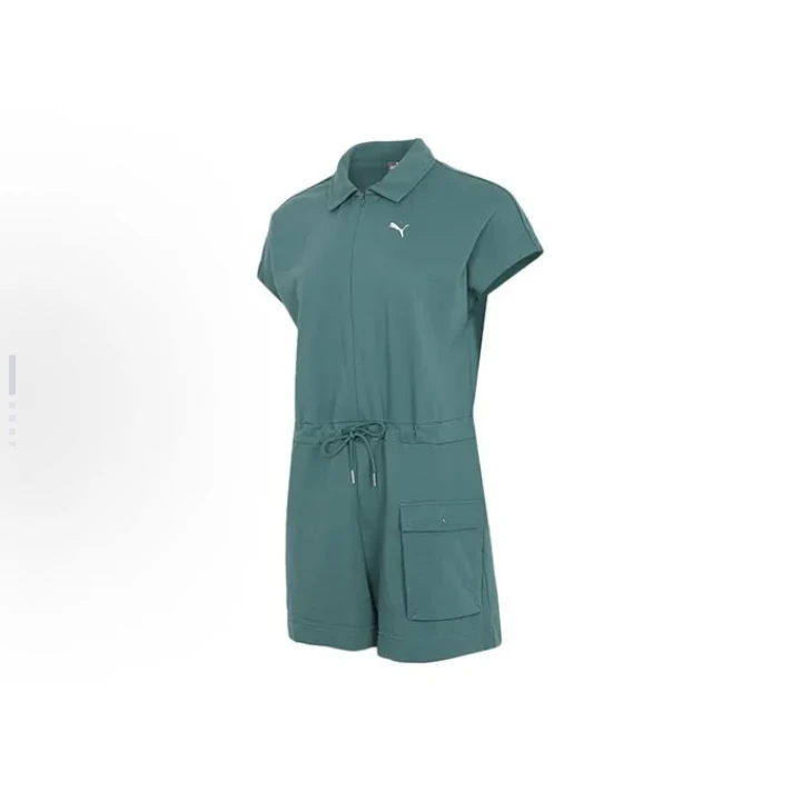 Puma SS21 拉链抽绳低腰圆领宽松短裤连体衣 女款53284945