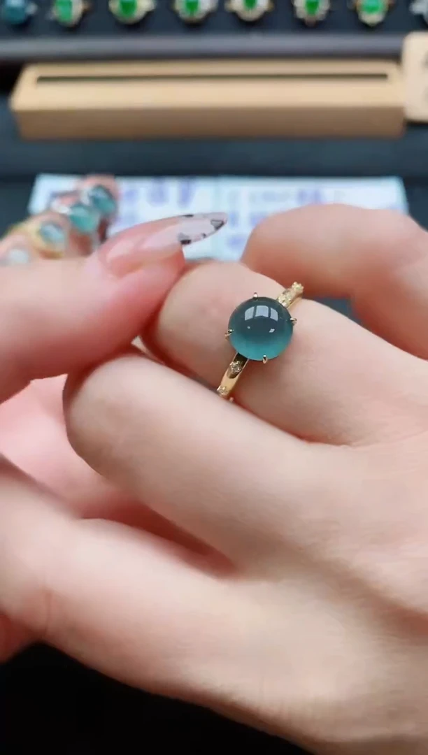 银S925镶嵌戒指翡翠1