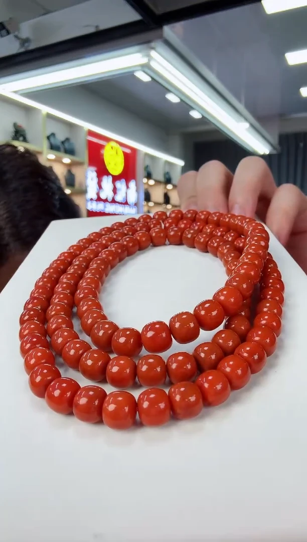 未镶嵌瓦西老型多圈9南红玛瑙一个/条