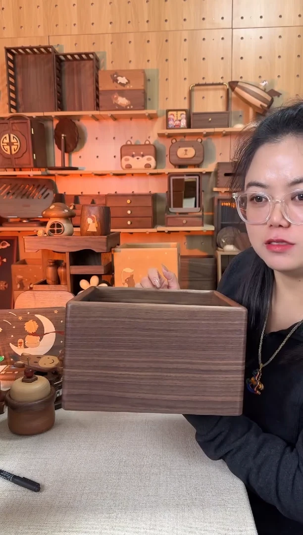 木北美黑胡桃方形加厚收纳筐