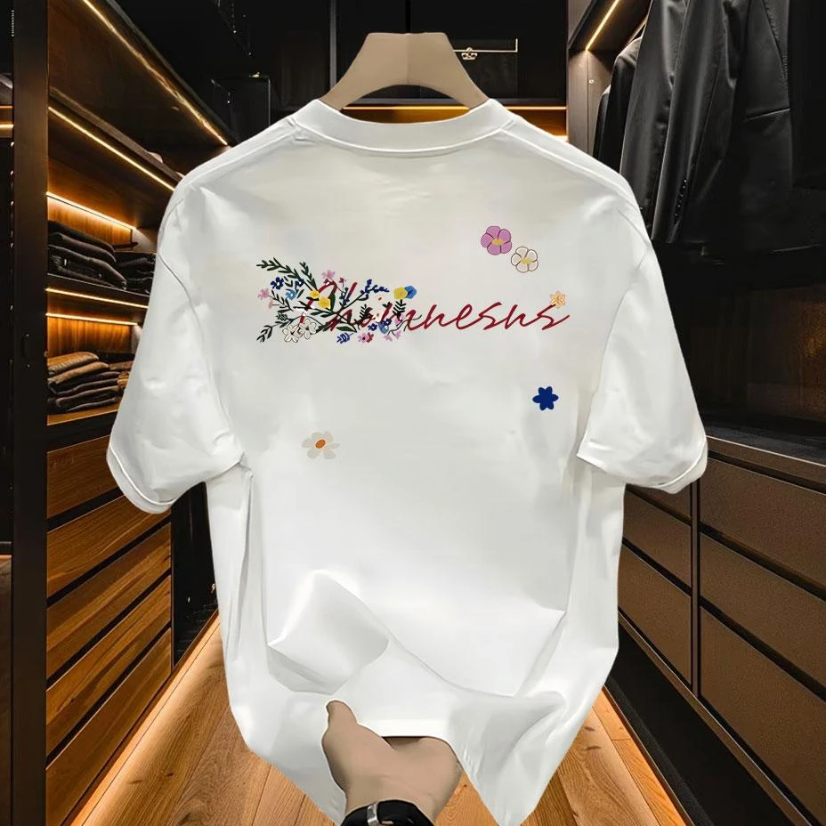 夏季新款潮牌重磅棉短袖T恤青年男女款百搭透气凉感宽松圆领上衣