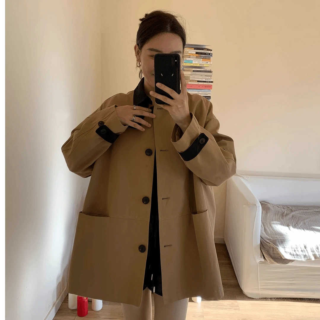 卡其风衣女秋季新款2025气质中长款短风衣外套