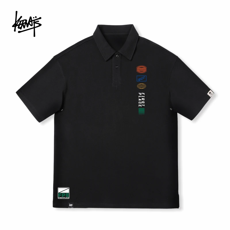 【KERWATS/可维斯品牌】夏季休闲印花翻领POLO衫男女情侣款透气半袖