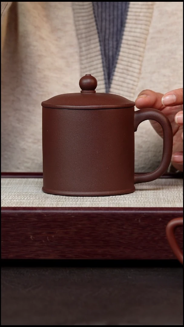 茶杯紫砂紫光素老板杯