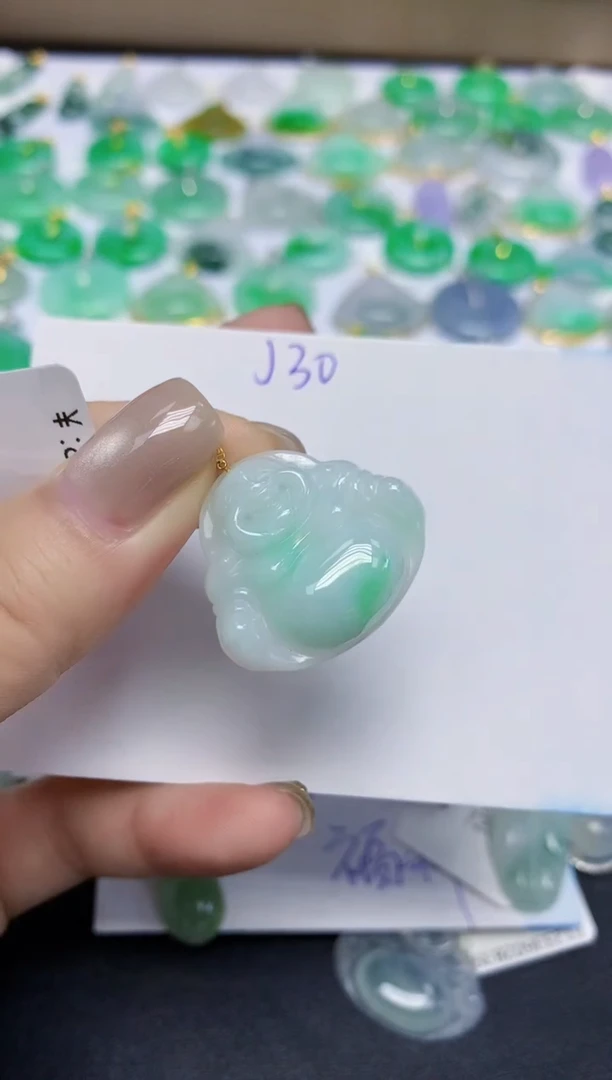 颈饰18K金镶嵌翡翠天然缅甸翡翠A货翡翠百元以上9元证书费自理