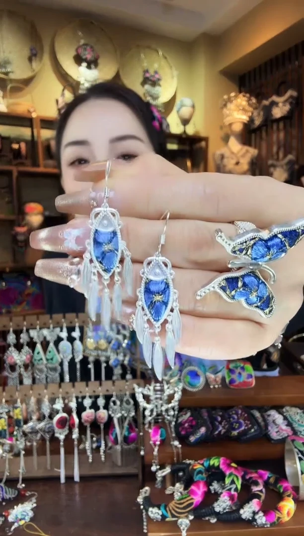 刺绣非遗刺绣民族风耳环