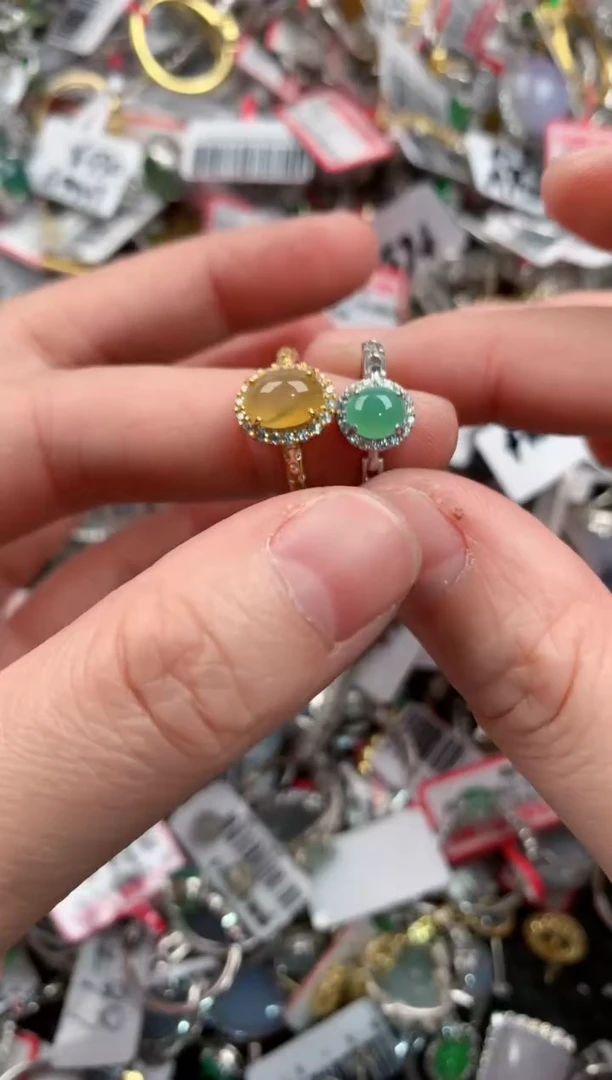 银S925镶嵌戒指翡翠222       8