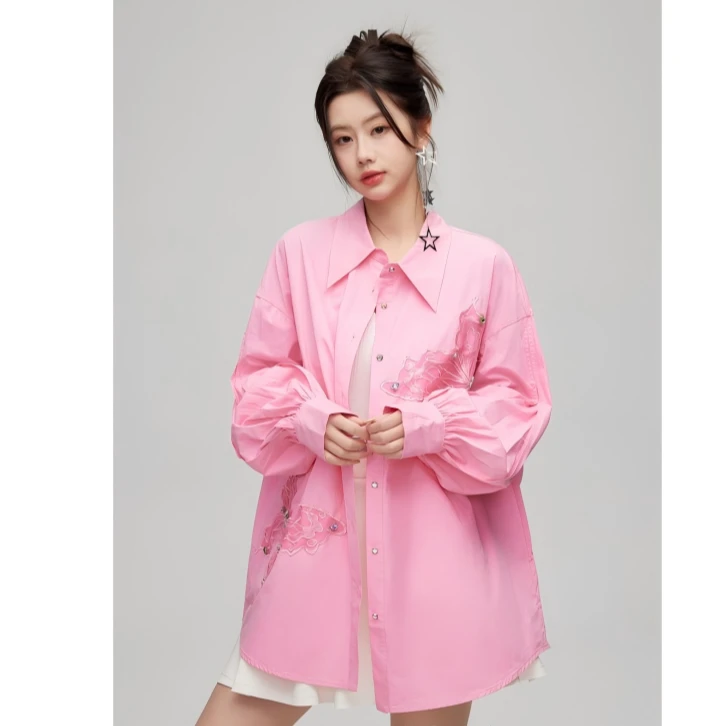 【ANY SPOOR】设计师小众休闲气质纯色时尚短款白色长袖衬衫84A214