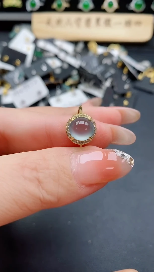 银S925镶嵌戒指翡翠1