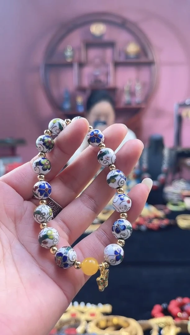 非遗 景泰蓝手串 工美1.0白色