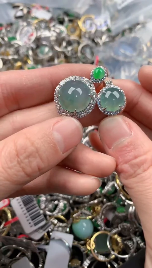 银S925镶嵌戒指翡翠333   1