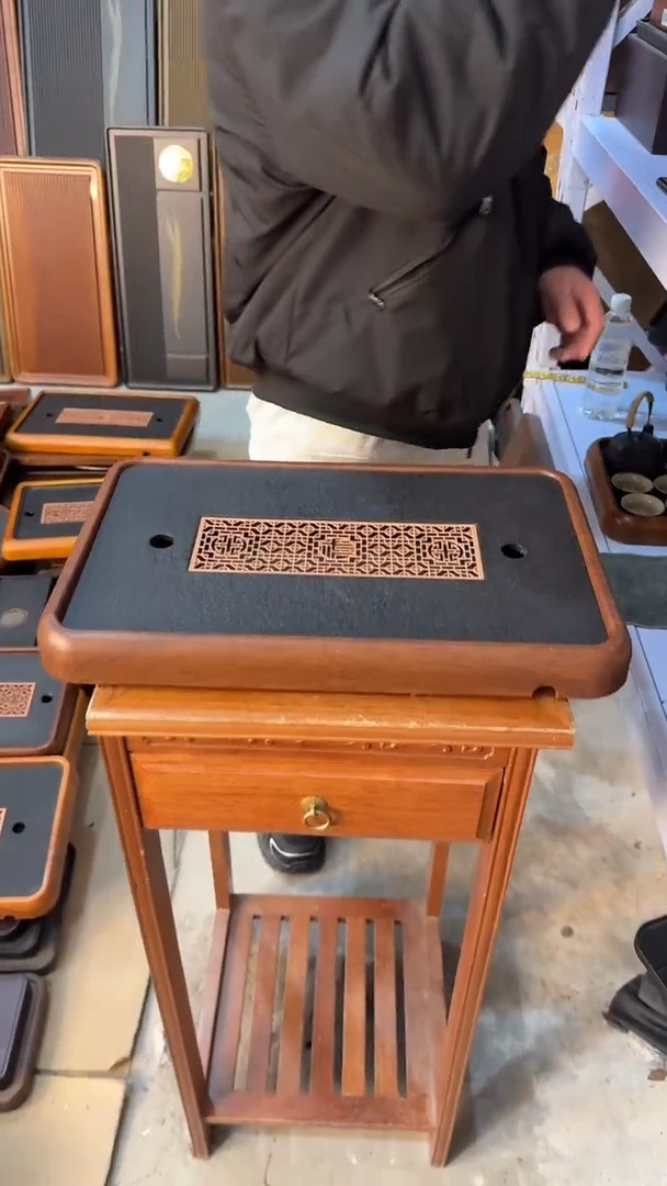 【闪购商品】茶盘茶盘46*29黑胡桃色密胺边框非实木