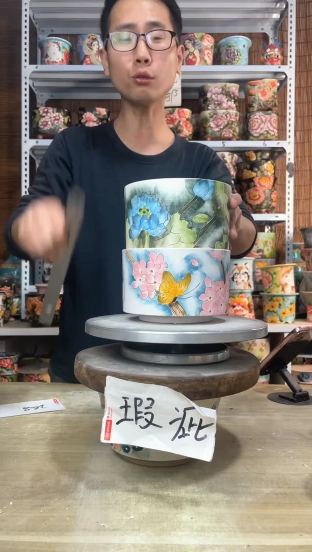 【闪购商品】摆件308陶花岛多肉陶瓷花盆罐——微瑕