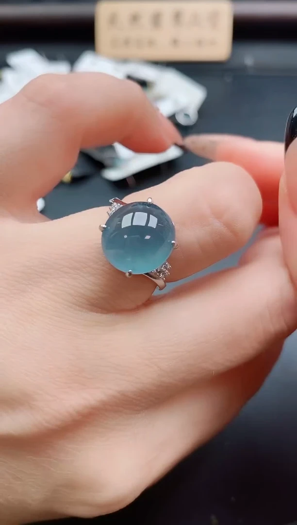 银S925镶嵌戒指翡翠1