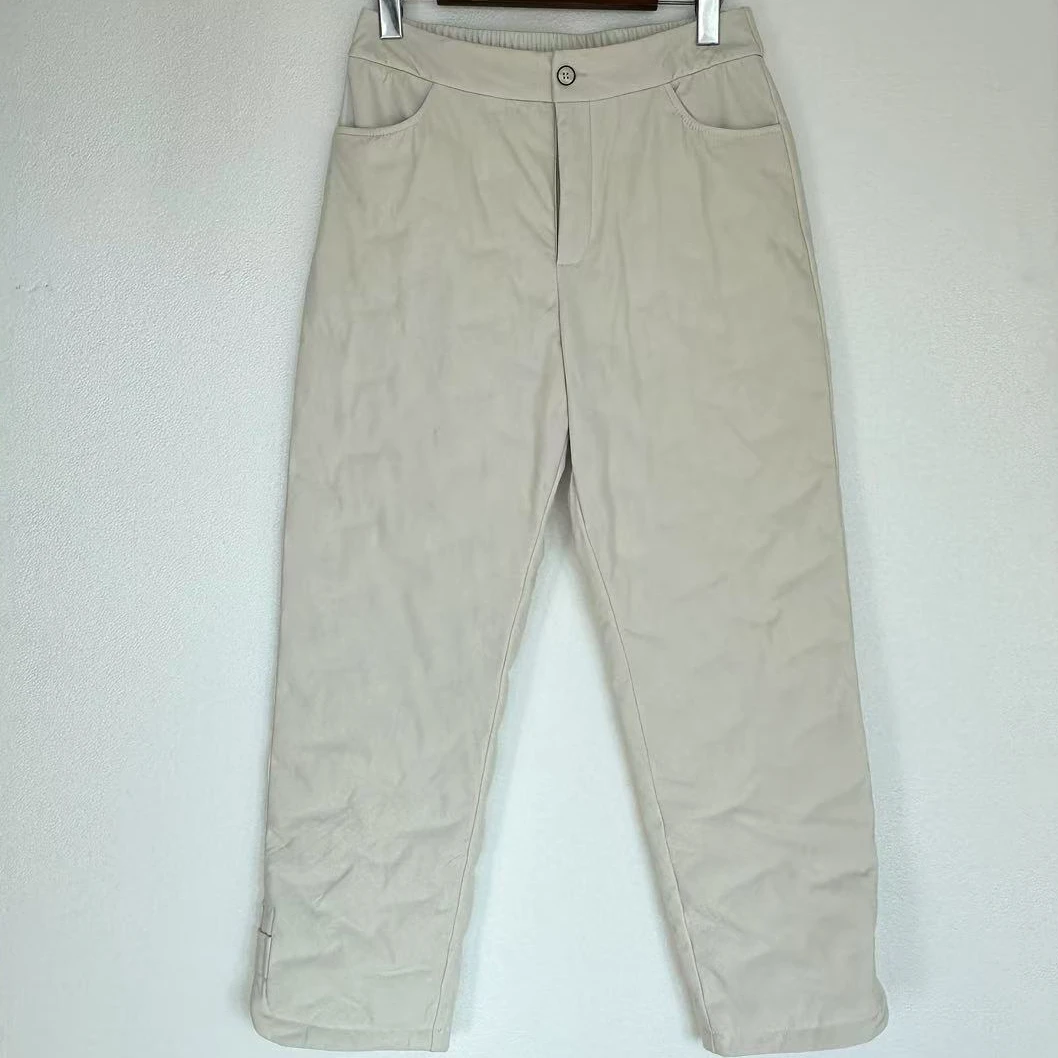 【白小白精选】圆点充绒白鸭绒直筒裤开衩裤松紧腰束脚裤秋冬5585