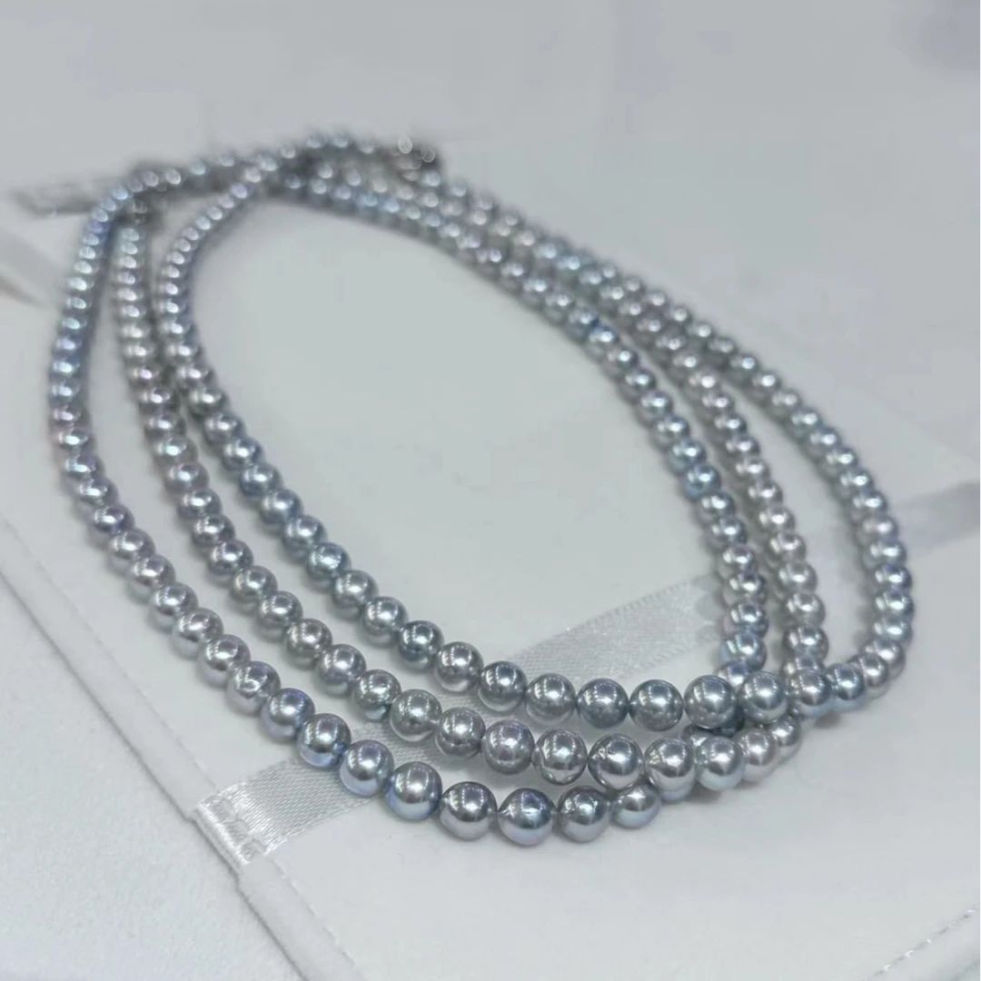 Akoya银蓝灰珠串链 多样性发一 百搭强光小米珠