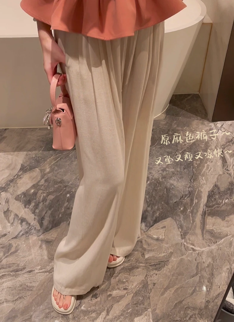 尤猫 YOMAO【麻麻裤】夏气质修身显瘦收腰休闲设计感女休闲裤Y3398X