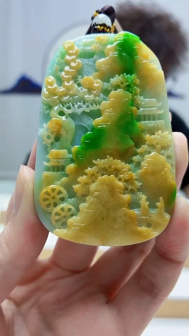 未镶嵌定制翡翠4688zm-毛货挂件山水40