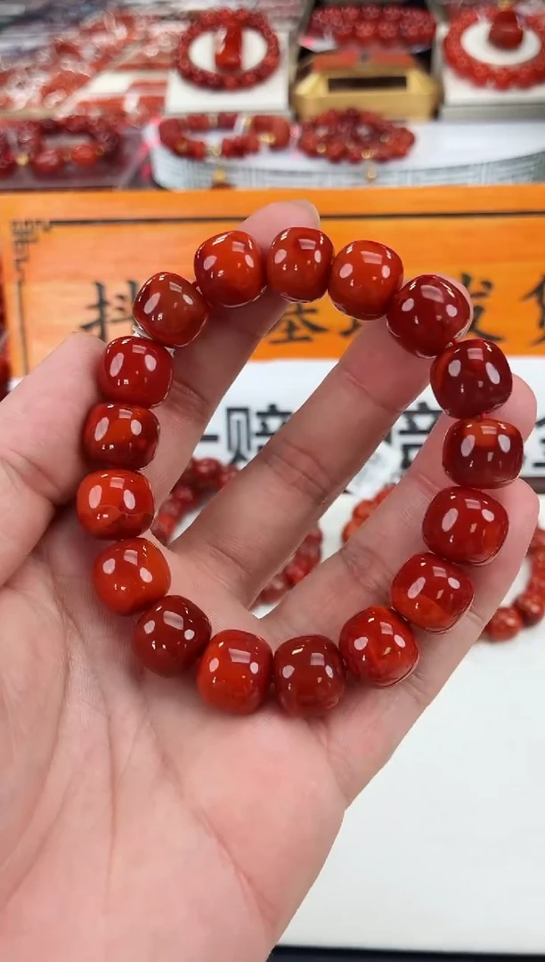 南红玛瑙瓦西老型手串13+未镶嵌一个/条