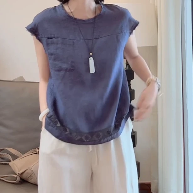 夏季新款毛边镂空精品来去缝文艺纯色衬衫女士上衣C5535