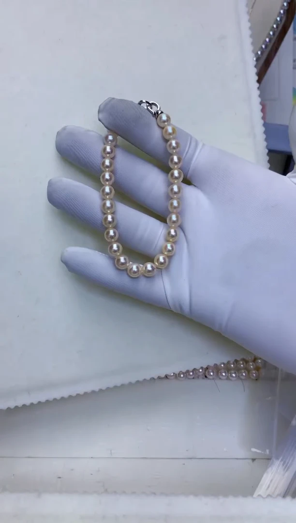 【闪购商品】海水珍珠饰品银S925镶嵌6-7羽皇金满珠手链