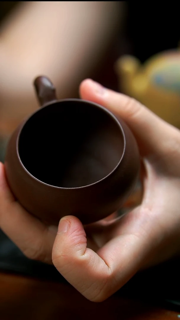 茶壶紫砂紫泥喜柿手把杯